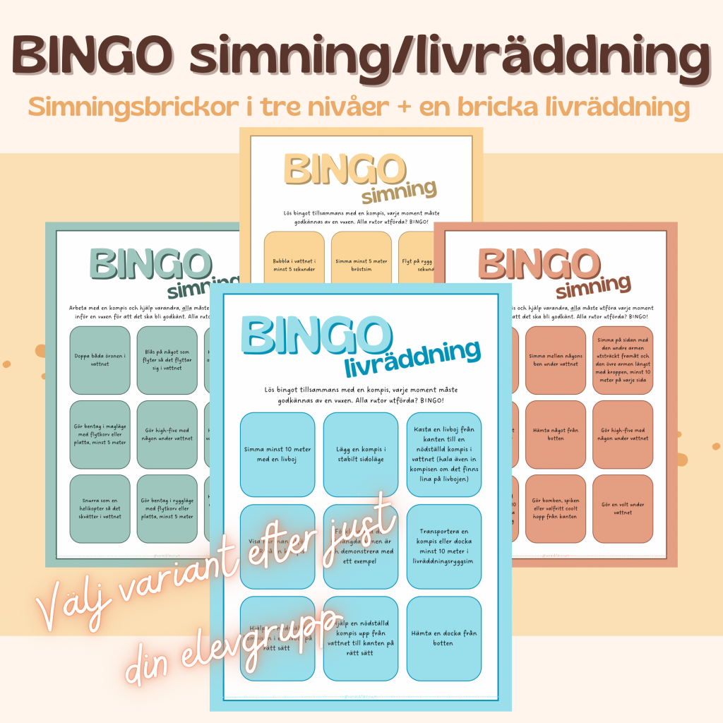 Bingo i tre nivåer – Simning och livräddning