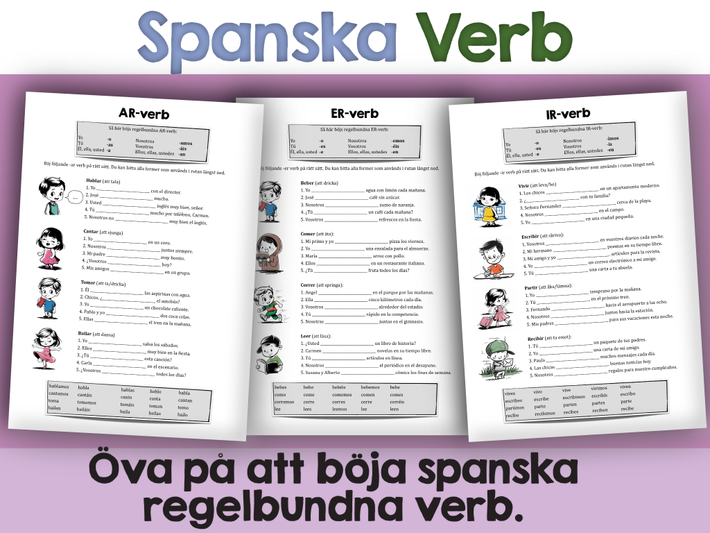 Öva på Spanska verb (verbböjning)