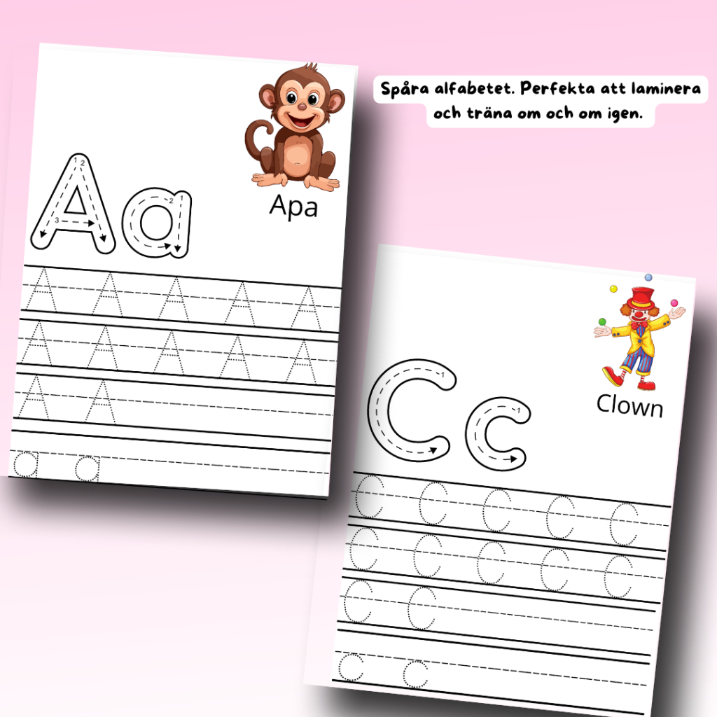 Spåra bokstäver A-Ö