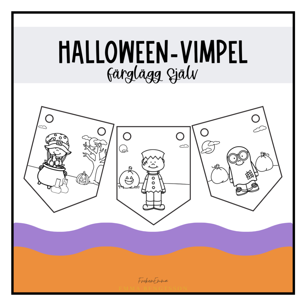 Halloween vimpel – färglägg själv