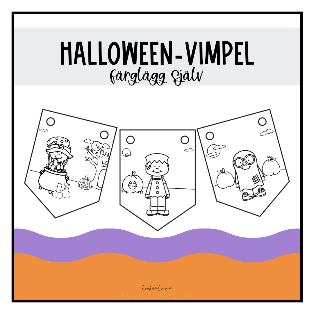 Halloween vimpel - färglägg själv