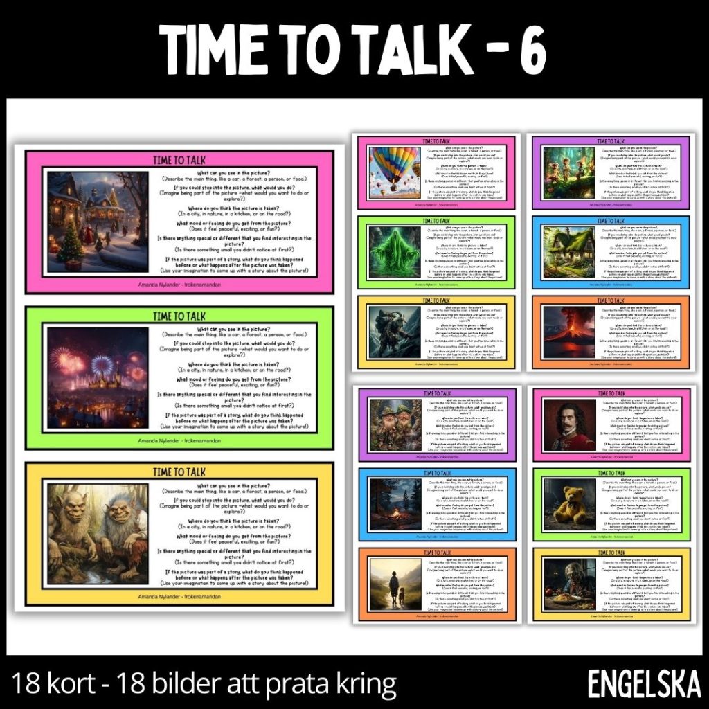 Time to talk – 6 – 18 talkort – 18 illustrationer – stödstruktur