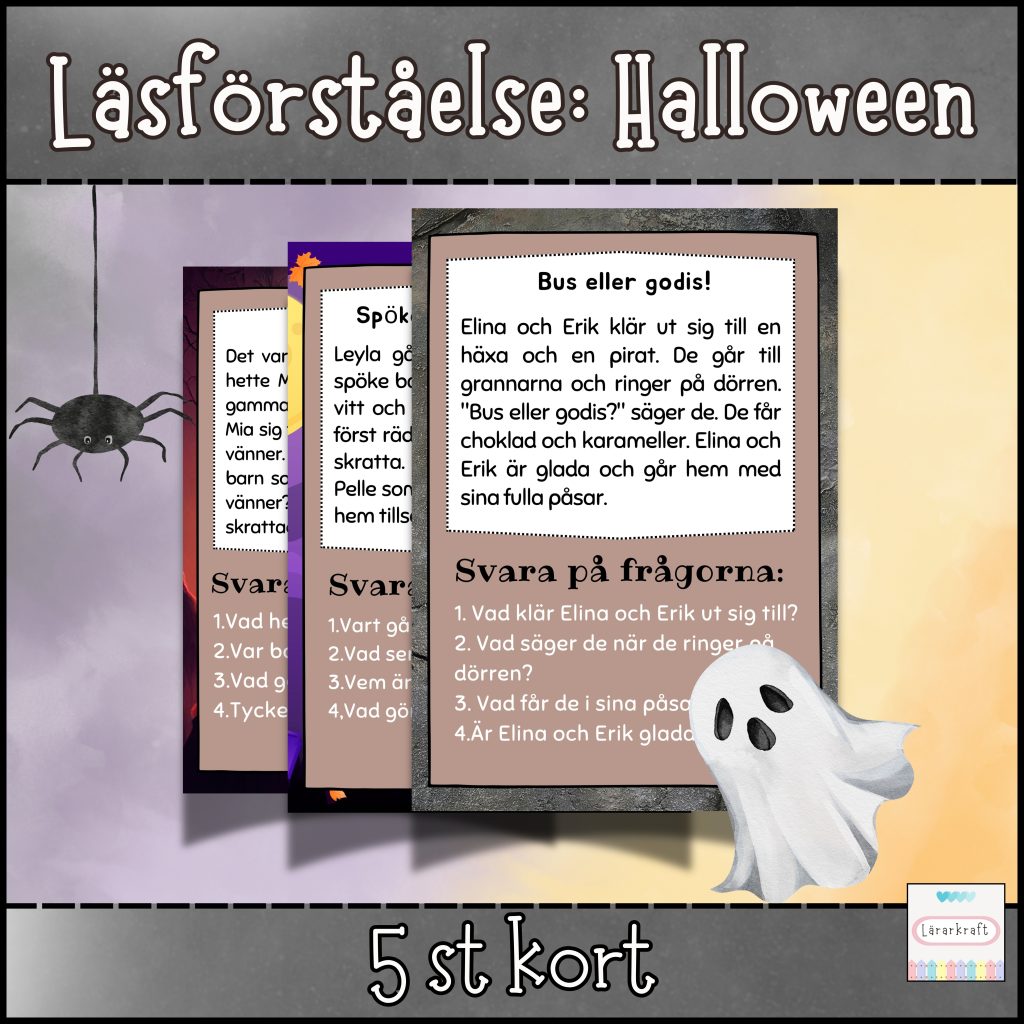 Läsförståelse Halloween Åk 1-2 (5st)