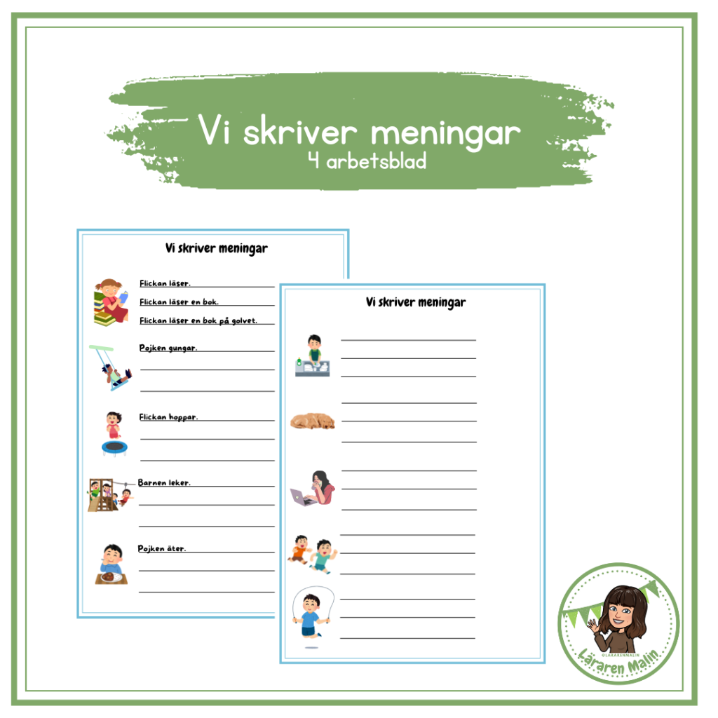 Vi skriver meningar – 4 arbetsblad