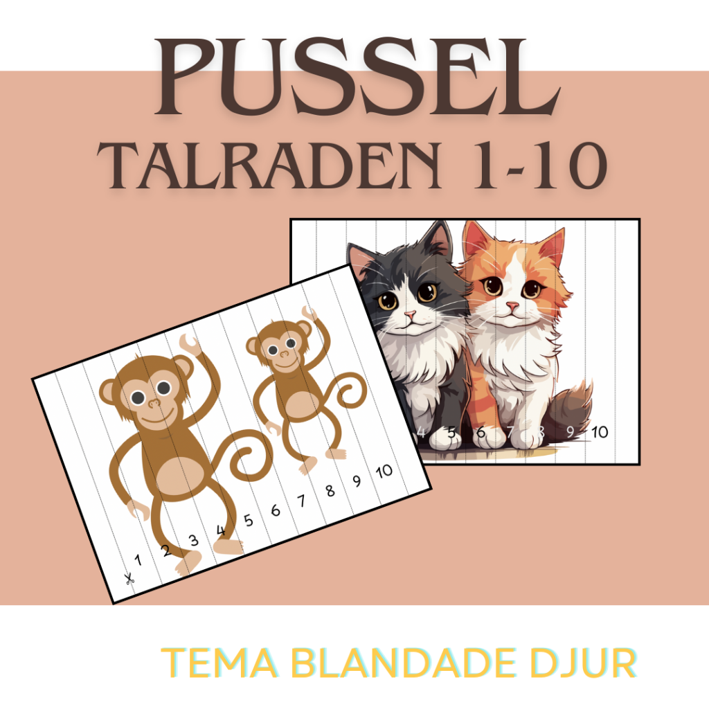 Pussel – 1-10 – Blandade djur