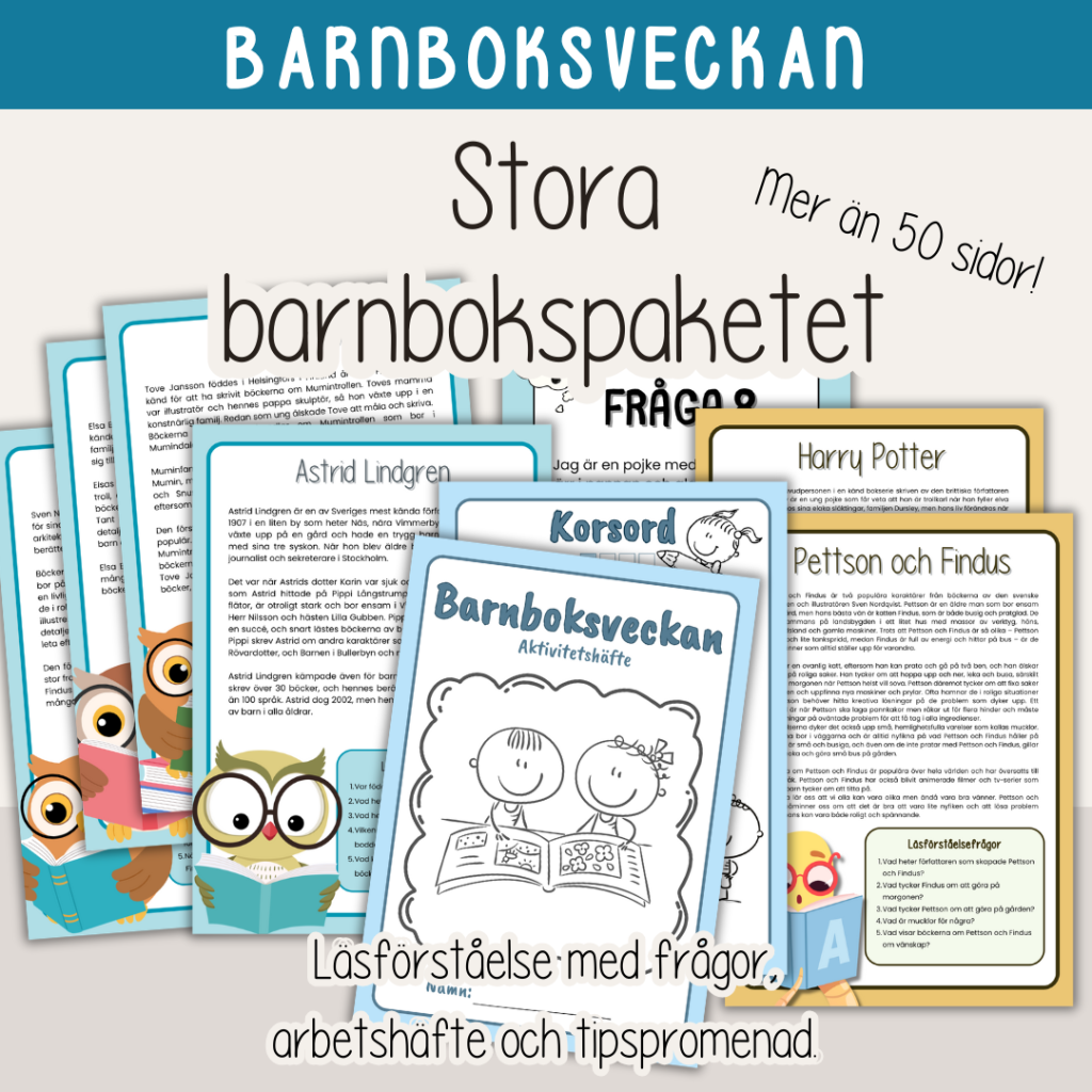 Barnboksveckan – Stora barnbokspaketet – Läsförståelse Arbetshäfte Tipspromenad