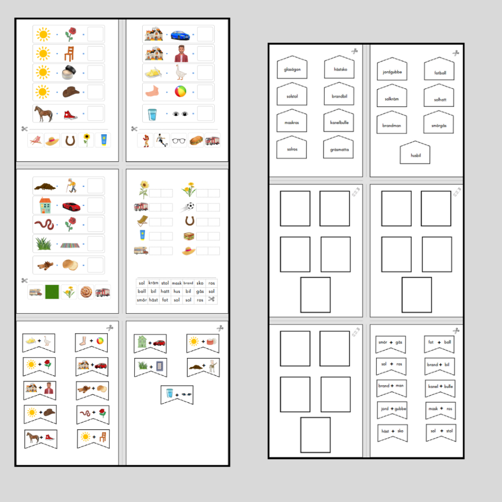 Sammansatta ord del 1, klippövningar