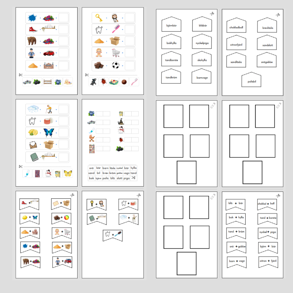 Sammansatta ord del 2, klippövningar
