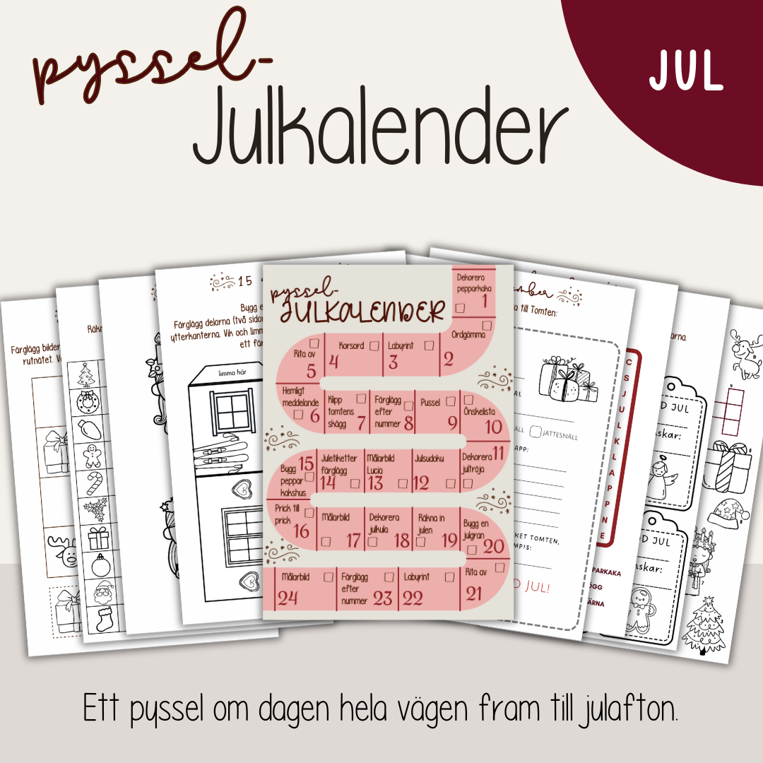 Julkalender med pyssel - ett nytt pyssel varje dag fram till jul
