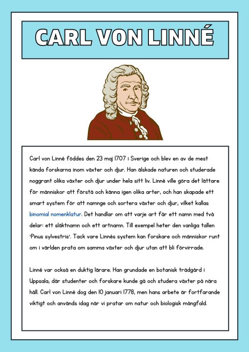 Carl von Linné och djurs indelning