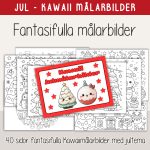 Jul – Målarbilder Kawaii med jultema - bild 1