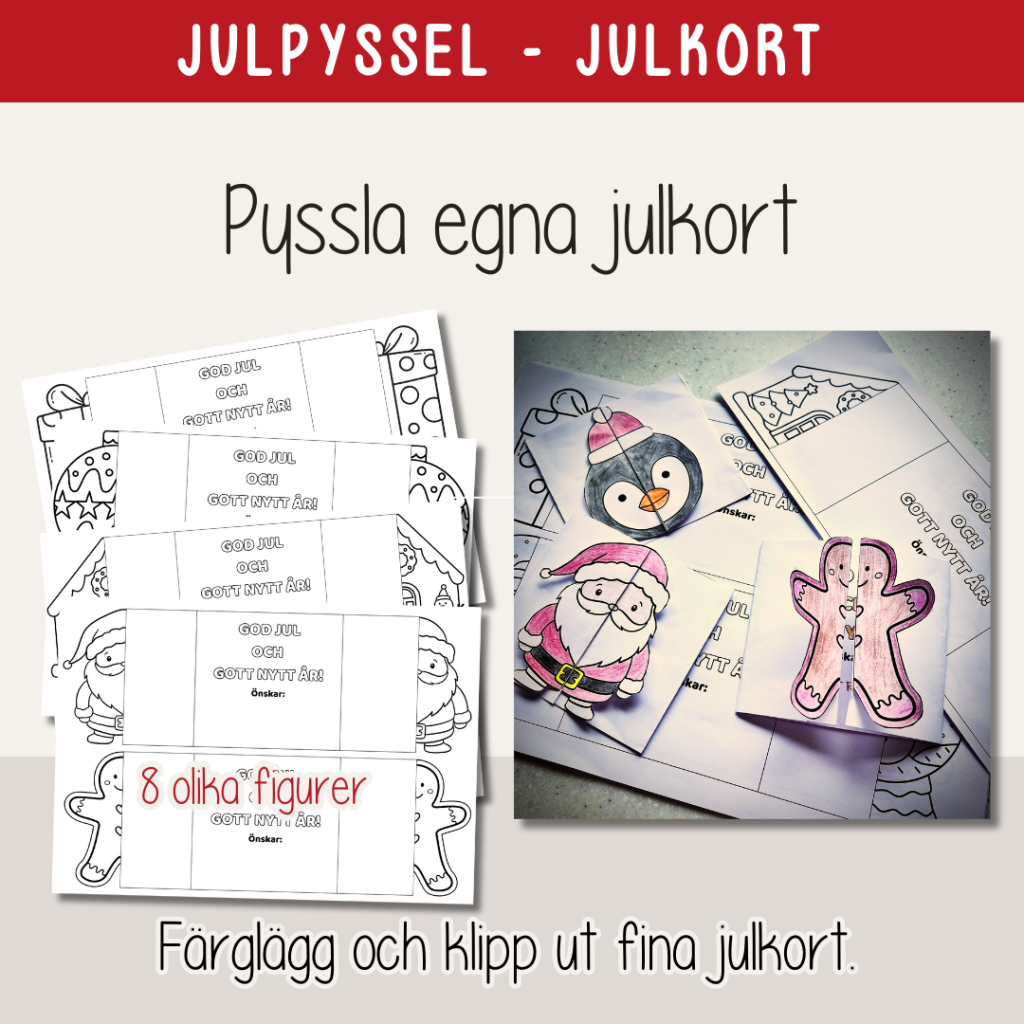 Jul – Julpyssel – Klipp och vik egna julkort.
