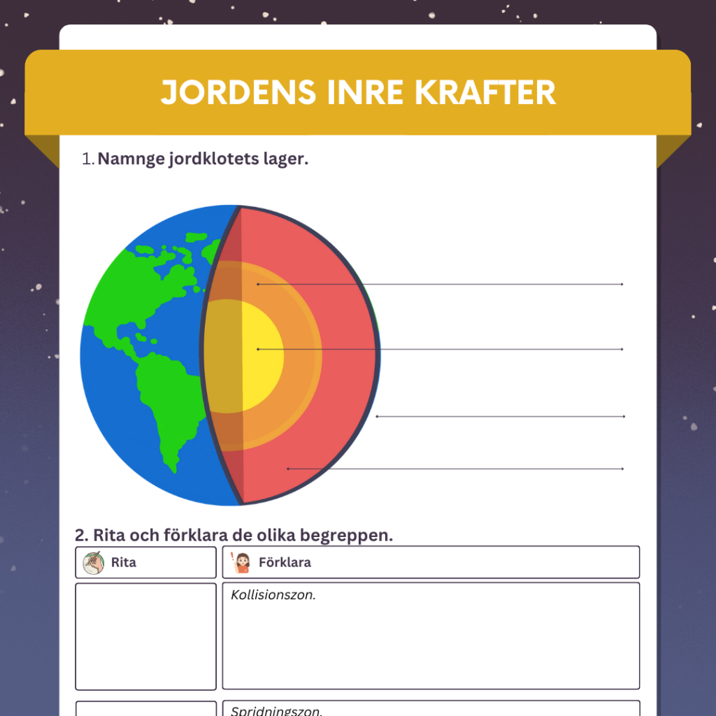 Prov – Jordens uppbyggnad och inre krafter + Bedömningsanvisningar