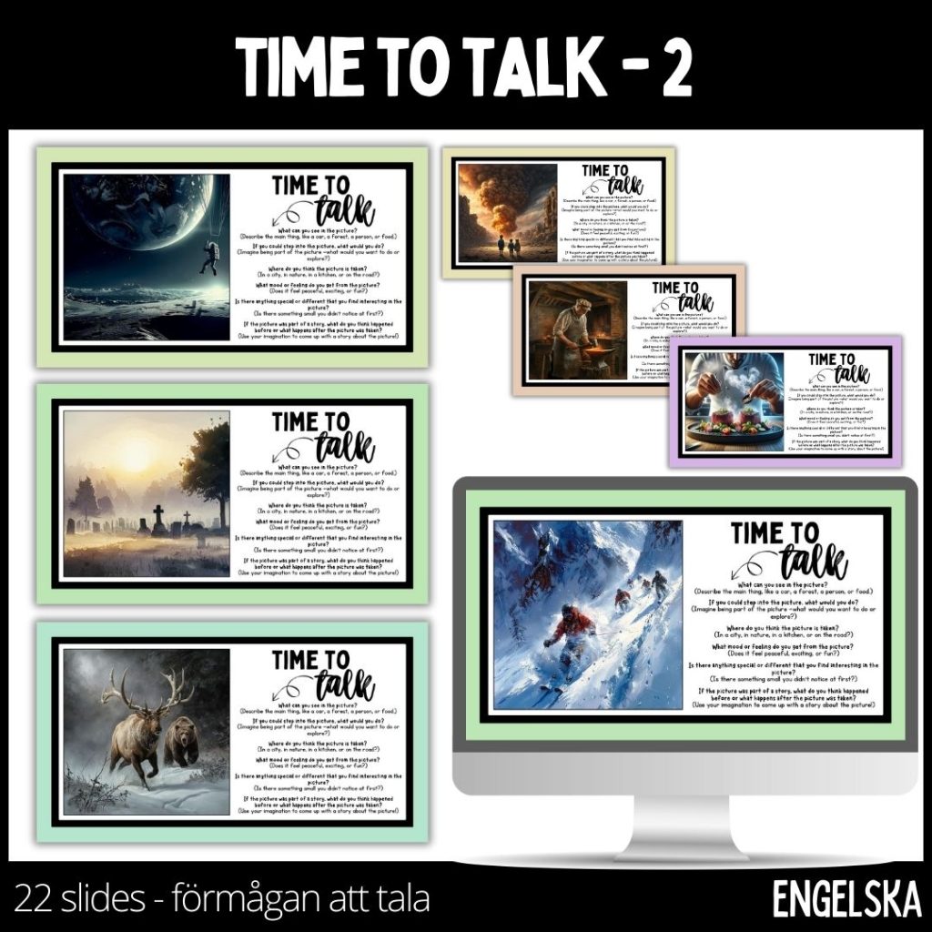 Time to talk – 2 – presentation – 22 slides, 22 illustrationer & stödstruktur