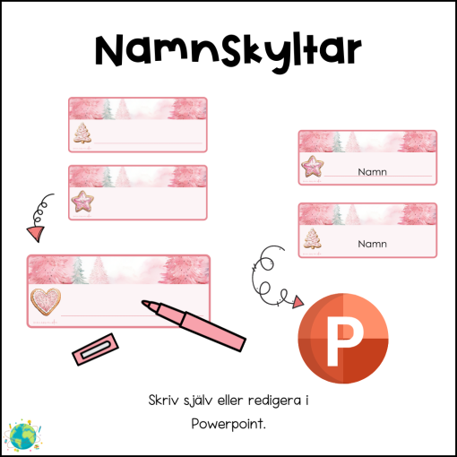 Pink Christmas - Namnskyltar
