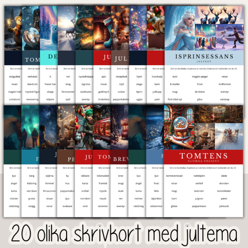 Jul - Skrivkort med inspiration till julberättelser