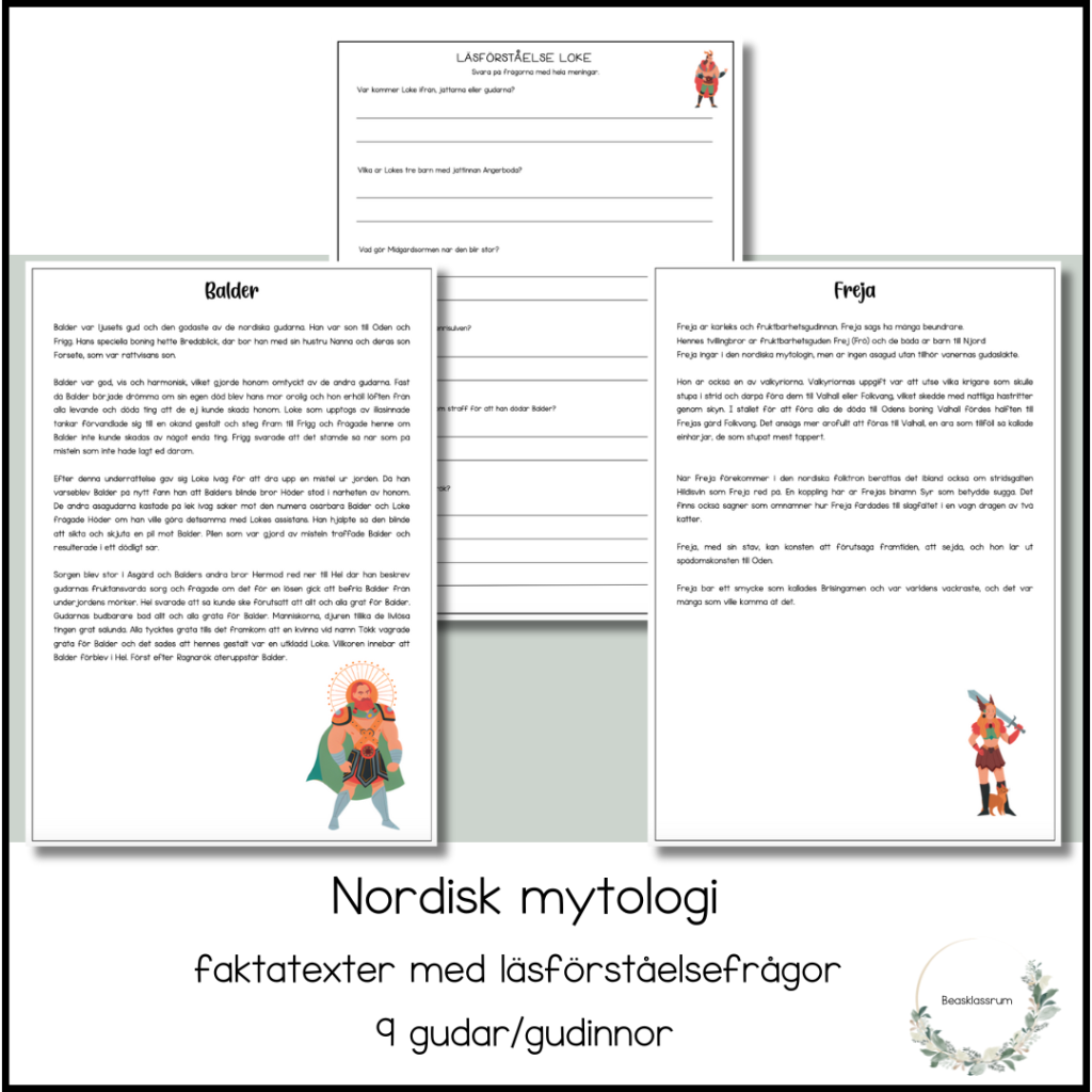 Nordisk mytologi – faktatexter gudar