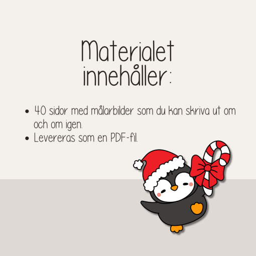 Jul - Målarbilder Kawaii med jultema