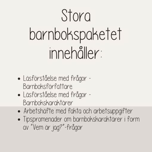 Barnboksveckan - Stora barnbokspaketet - Läsförståelse Arbetshäfte Tipspromenad