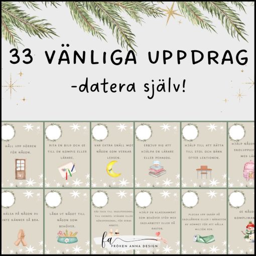 Snällkalender för förskolan och skolan – 33 vänliga uppdrag