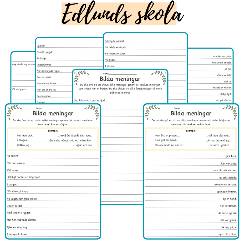 Bilda meningar – börja och avsluta meningar