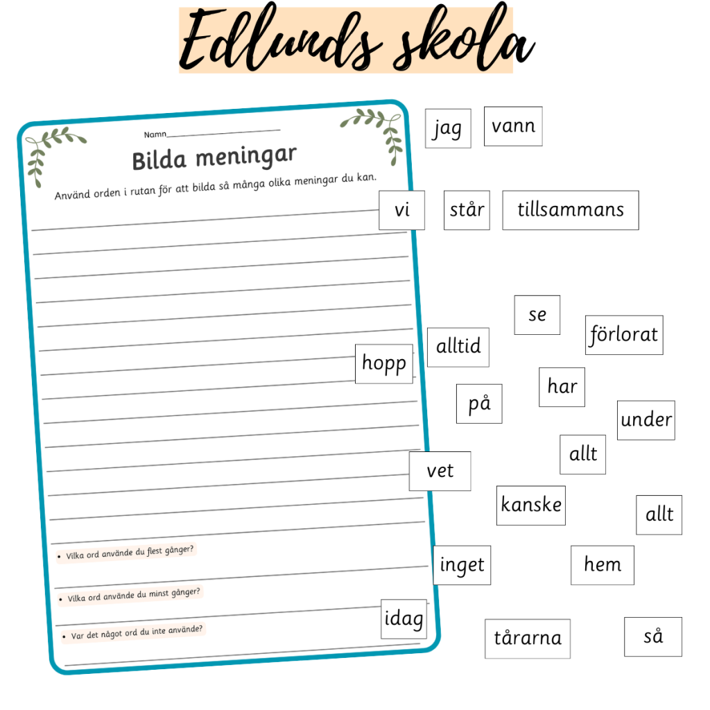 Bilda meningar med lösa ord