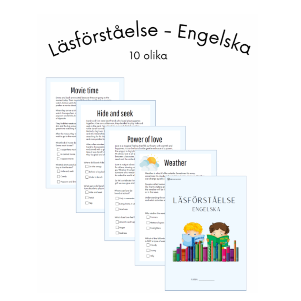Läsförståelse – Engelska (10 olika)