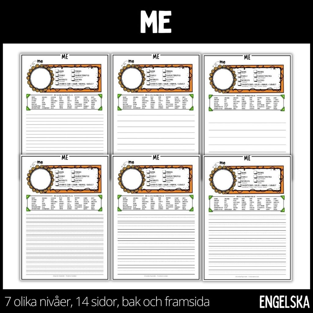 Time to write – me – 7 skrivmallar, 14 sidor