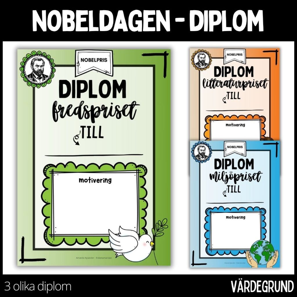 Diplom – 3 olika diplom / – nobeldagen