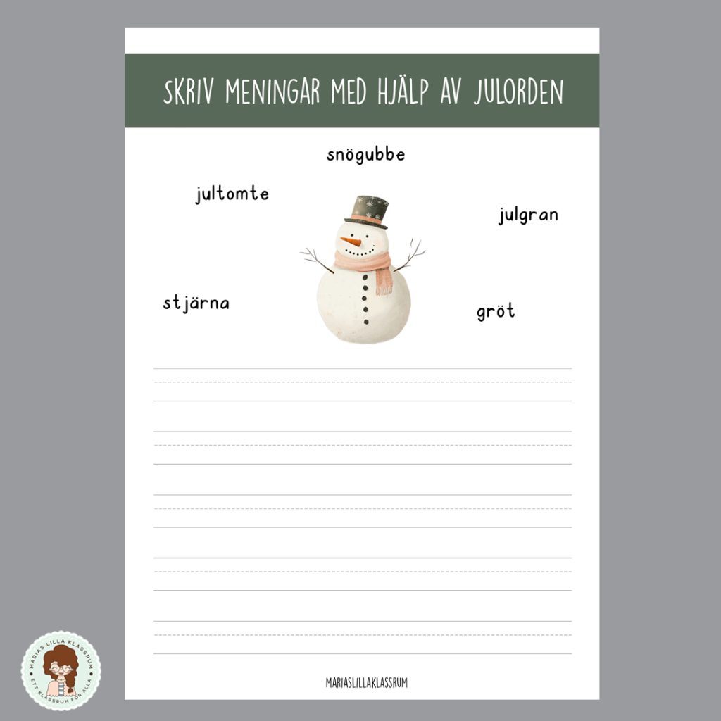 Skriv meningar med julord