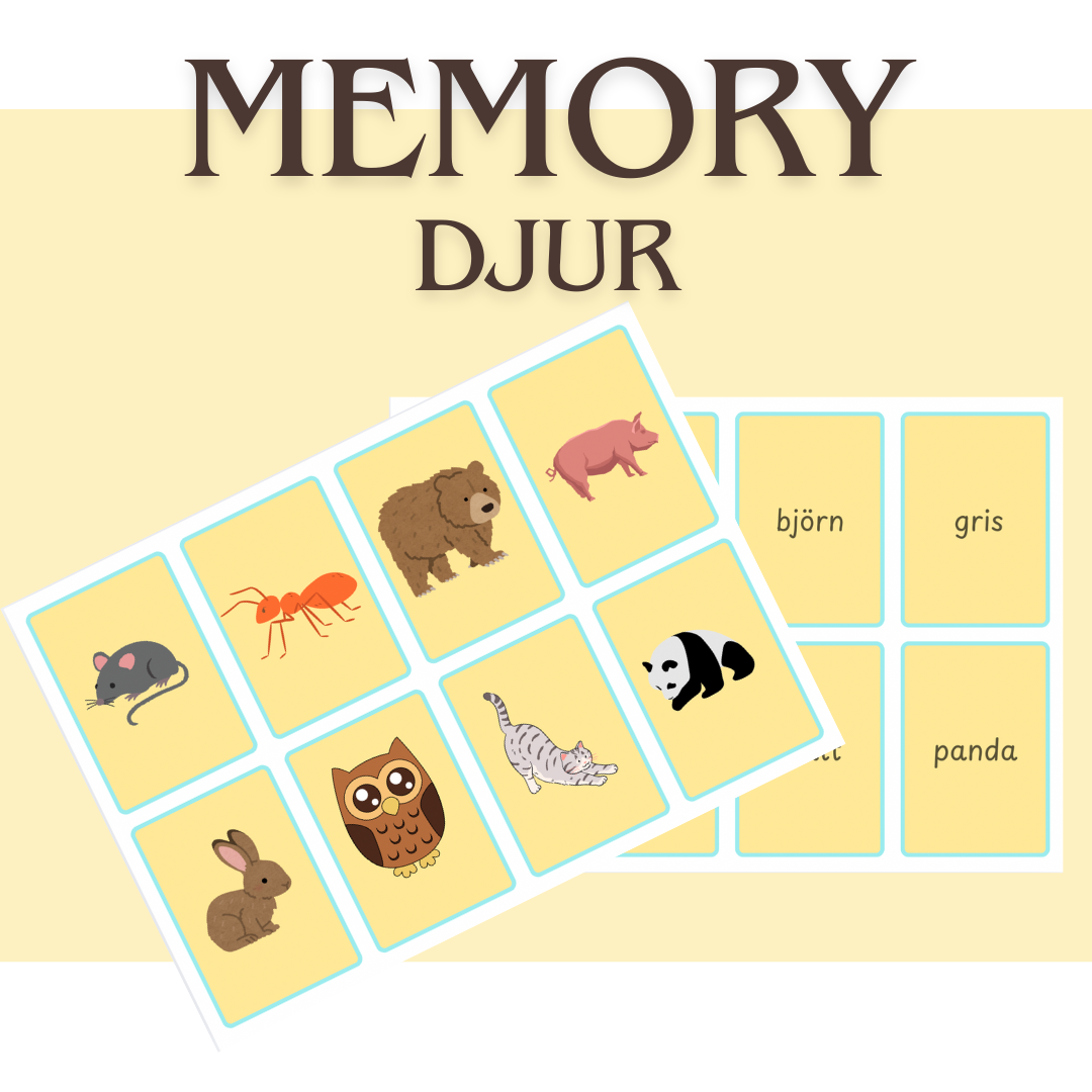memory - blandade djur ord & bild