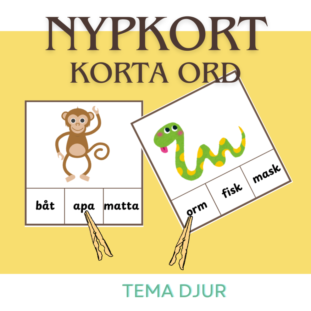 Nypkort – korta ord tema djur