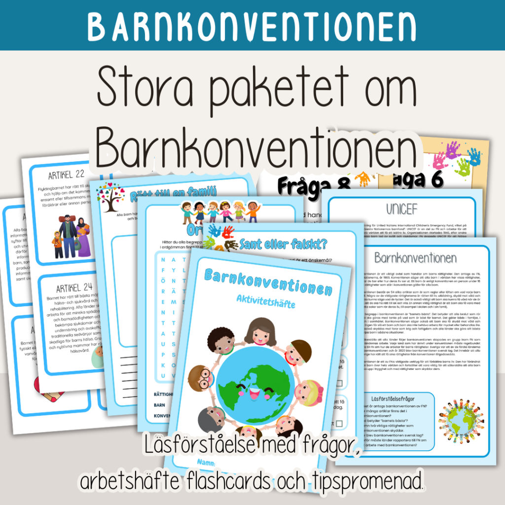 Barnkonventionen – Stort paket – Fakta, arbetshäfte, tipspromenad, diskussionskort