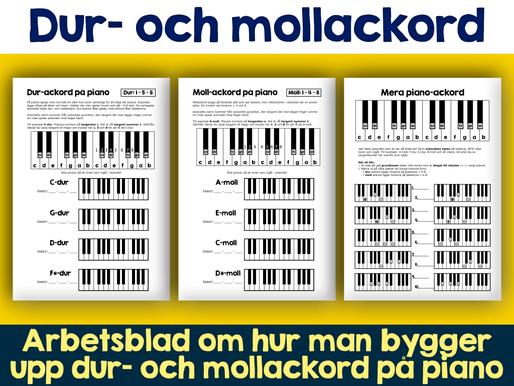Dur- och mollackord på piano