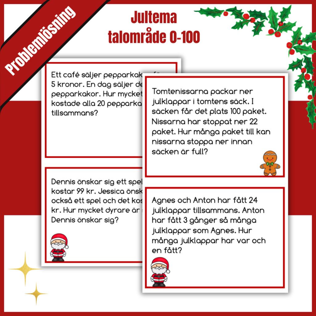 PROBLEMLÖSNING JULTEMA/JULKALENDER 0-100.
