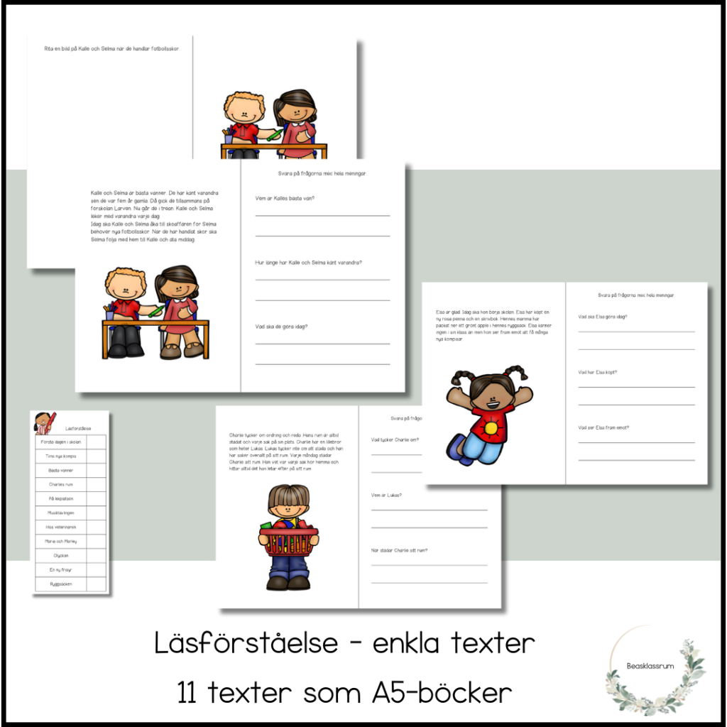 Läsförståelse – 11 enkla texter