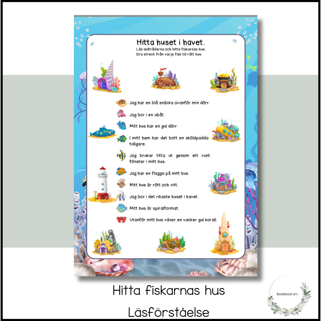 Hitta fiskarnas hus - läsförståelse
