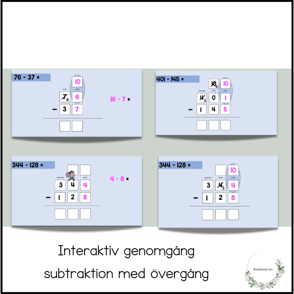 Interaktiv presentation – subtraktion med övergång