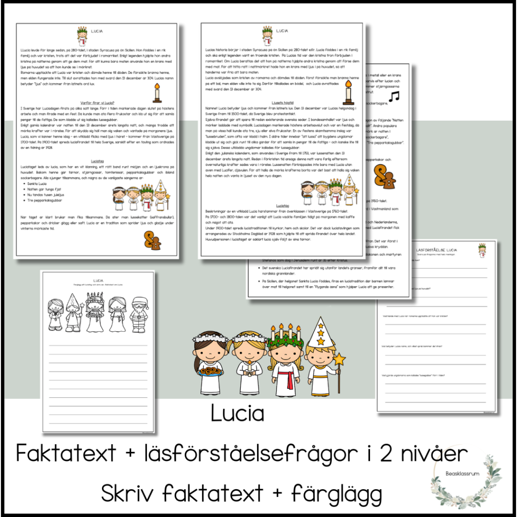 Lucia – arbetsblad