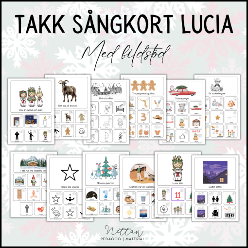 Sångkort Lucia med bildstöd och TAKK