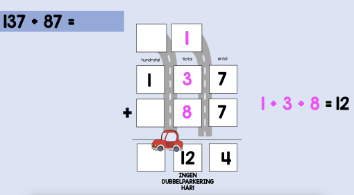 Interaktiv presentation - addition med övergång, 2 minnessiffror
