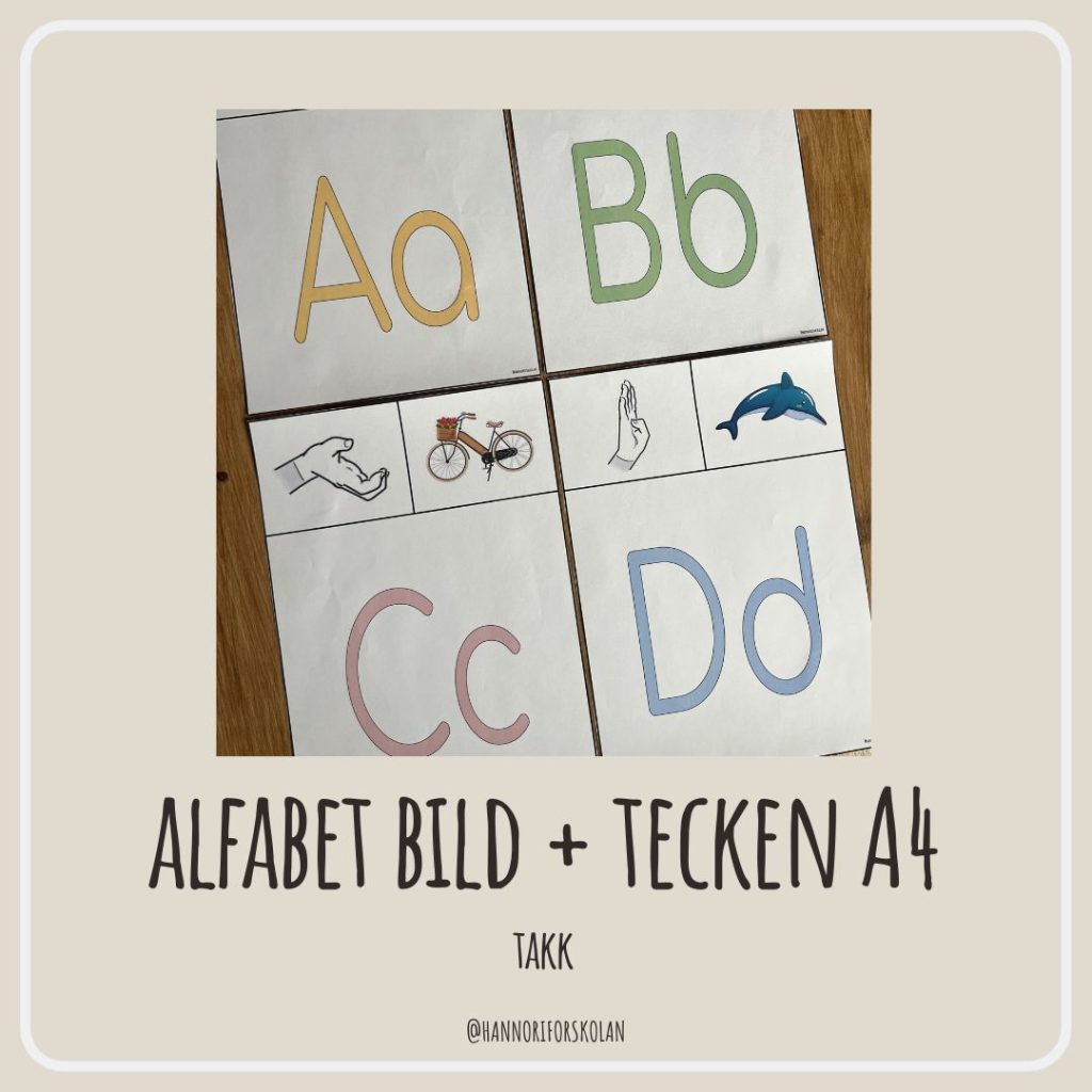 Alfabet, bild + tecken A4