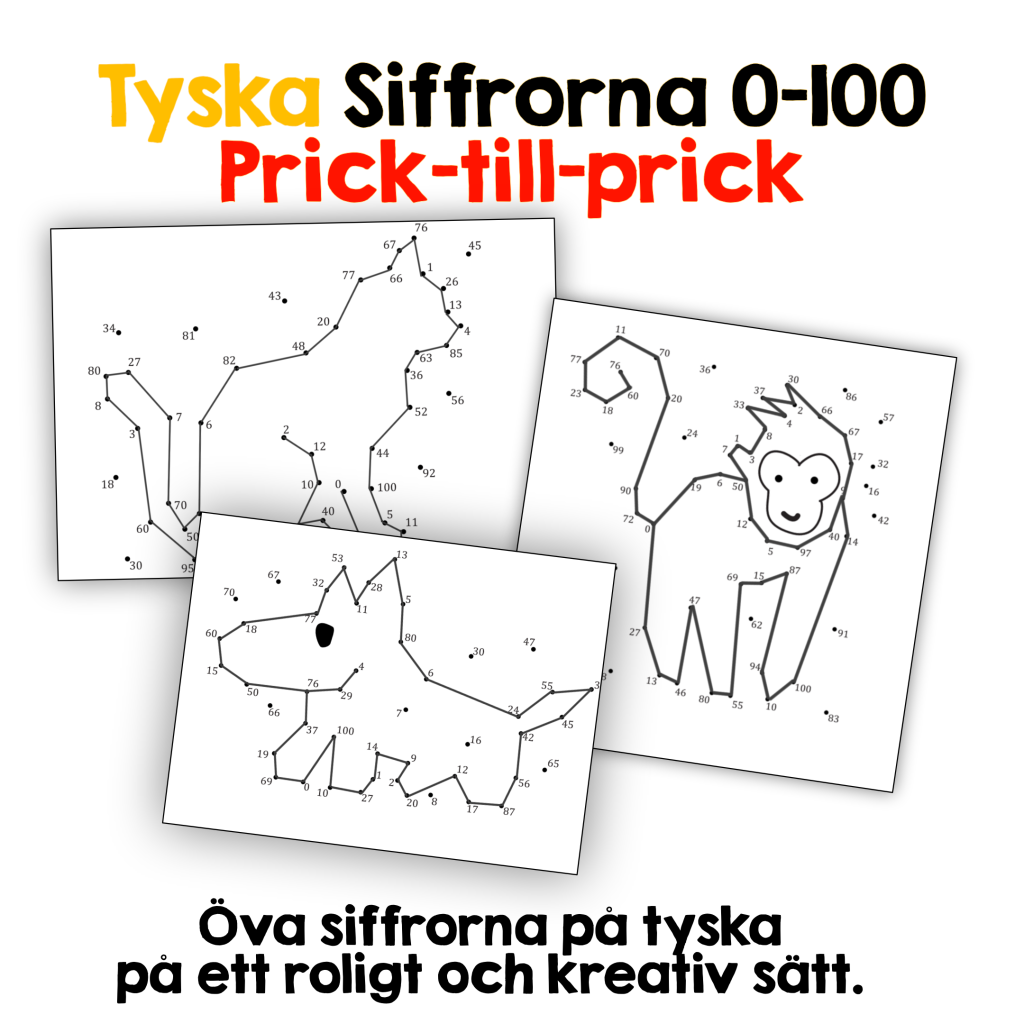 Tyska siffrorna 0-100 med prick-till-prick-övningar