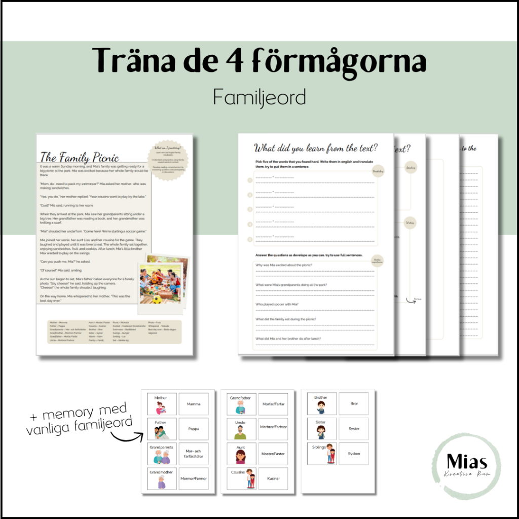 Träna de 4 förmågorna: Familjeord