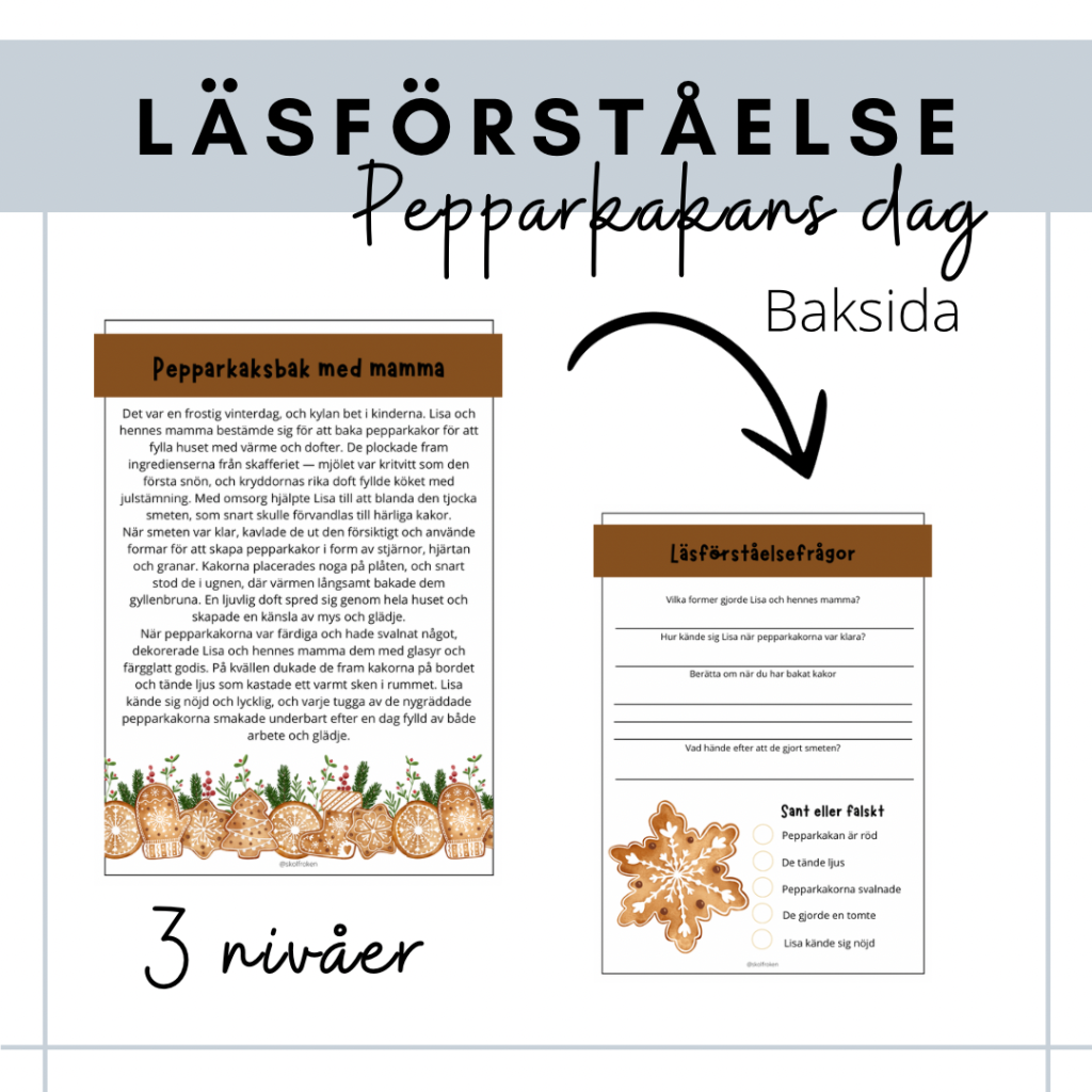 Läsförståelse pepparkakans dag