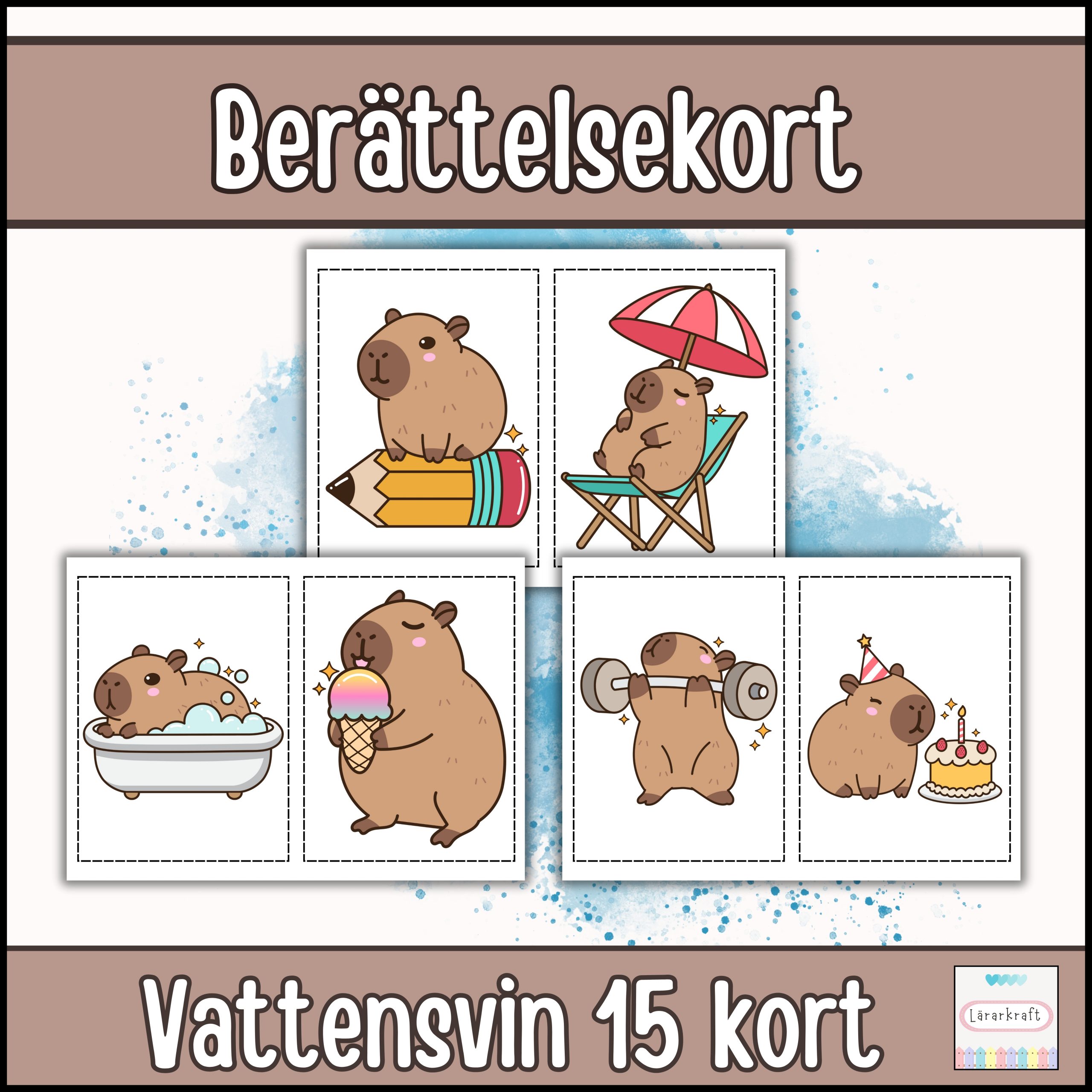 Berättelsekort Vattensvin (15 motiv)