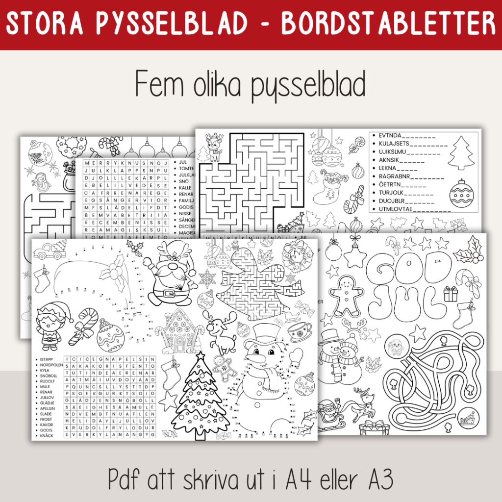 Jul – Stora pysselblad – Bordstabletter – A3
