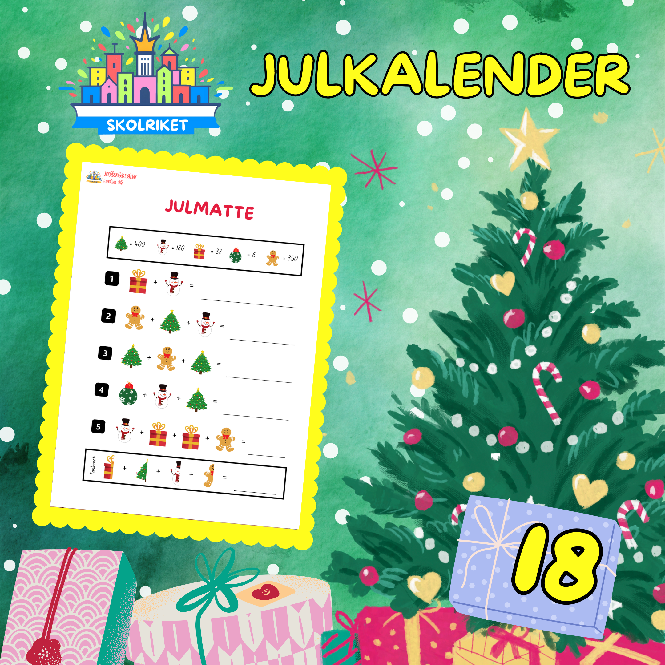 SkolRikets Digitala Julkalender 2024: Pedagogiska Aktivitetsblad för Skolan | Lucka 18