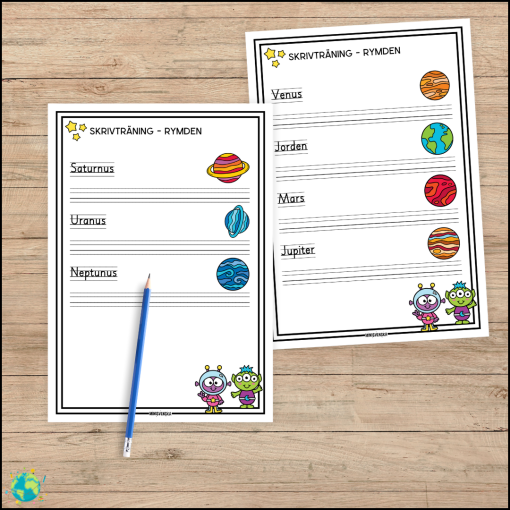 Rymden - Flashcards och skrivträning