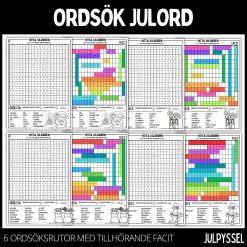 Ordsök julord med färgläggningsbild - 6 stycken